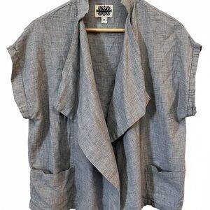 H Fredricksson 100% Cotton Gray Open Front Top